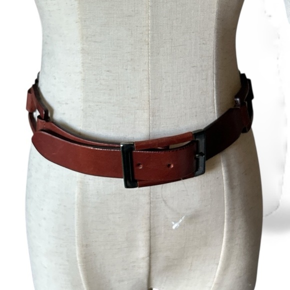 NORDSTROM Vintage Genuine Italian Leather Cognac Belt Cutout Squares main image 9